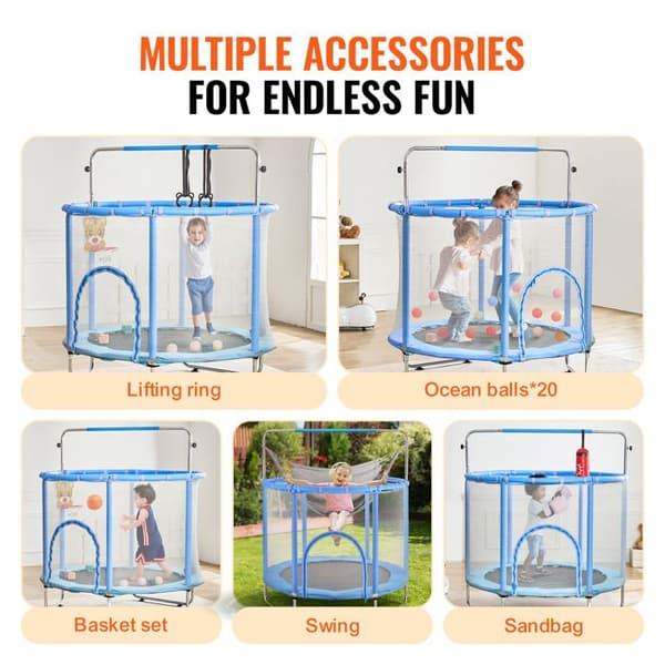 Trampolin - DUOKU - Mini Indendørs og Udendørs - 140 cm - Sikkerhedsnet - Basketballkurv
