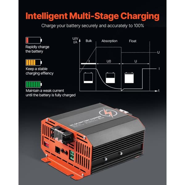 Batterioplader - DUOKU - SDC-30A - 12 V - 30 A - Kompatibel med Bly og Lithium