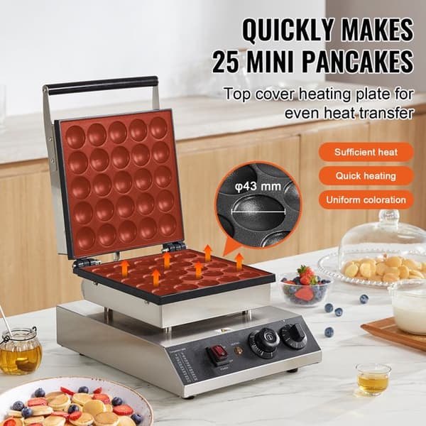 Mini pandekage maskine - DUOKU - 25 dele - 1700 W - Rustfrit stål - Non-stick pengar