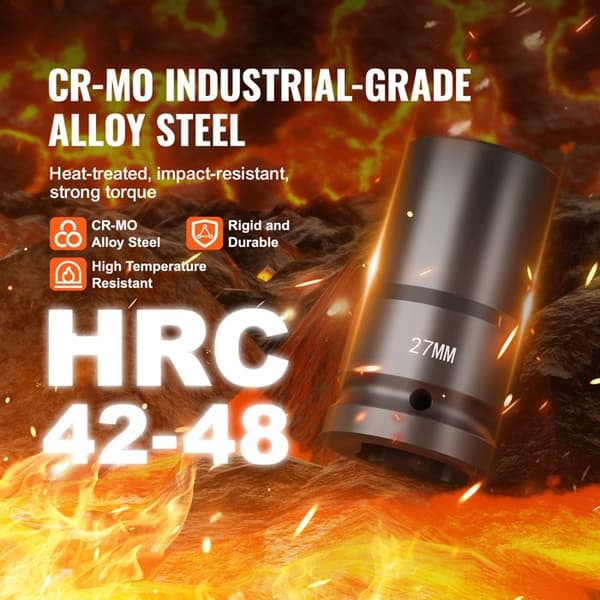 "Impact Socket Set-Duoku-1" 8 Metric Deep Sockets 27-41 mm-Cr-Mo Alloy Steel with 6 Points-Durable Construction"