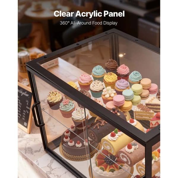 Vitrine Bageri-Diske-Duoku-55x38,5x39 cm-2 Niveauer-Gennemsigtig Akryl Display