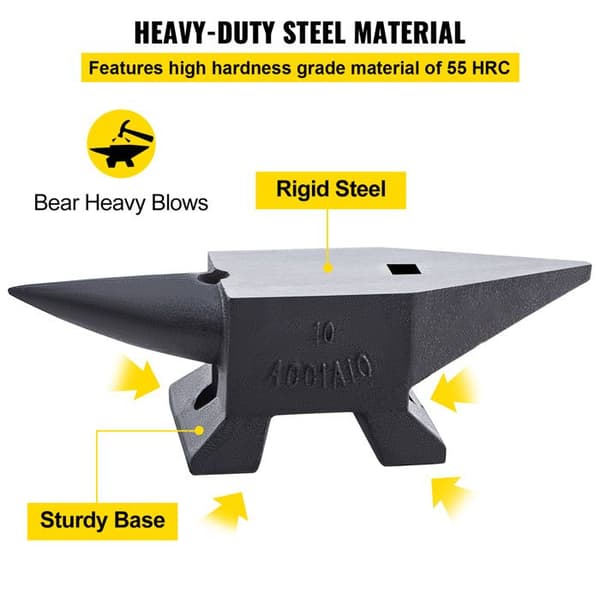 22 Pound Cast Iron Anvil - Duoku - Simple Horn - Large Work Surface - Stable Base - Forging Tool for Bending and Shaping