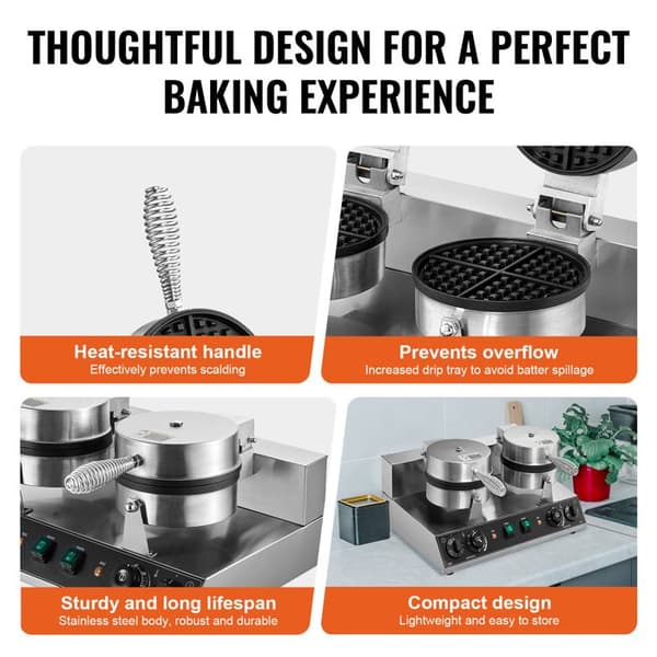 Våffeljärn - DUOKU - HT-2 - Rostfritt stål - Non-stick - 2460 W pengar