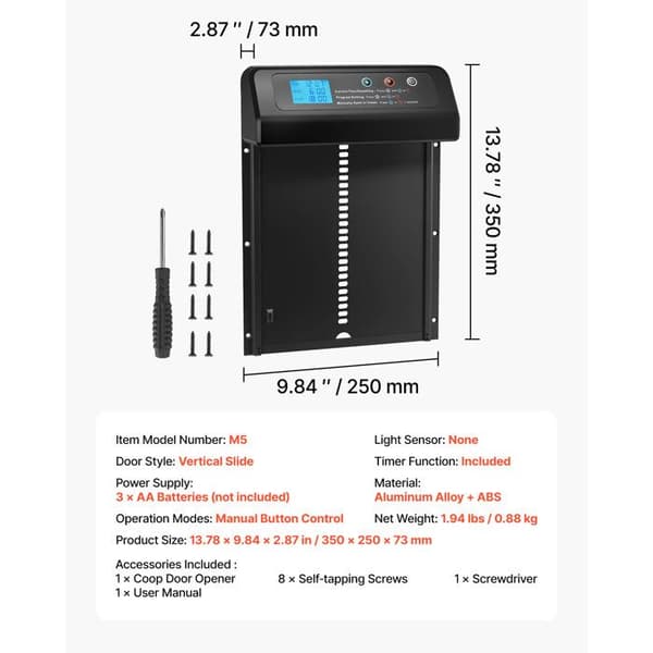 Automatisk Døre til Hønsehus-Duoku-Batteridrevet-2 Tilstande-med Timer-Ågelyd-Sort Svart