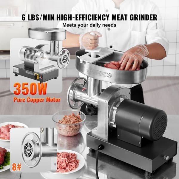 Sähkölihakutteri - DUOKU - 6 lb/min - 350 W - Makkaraprässi - Ruostumaton teräs