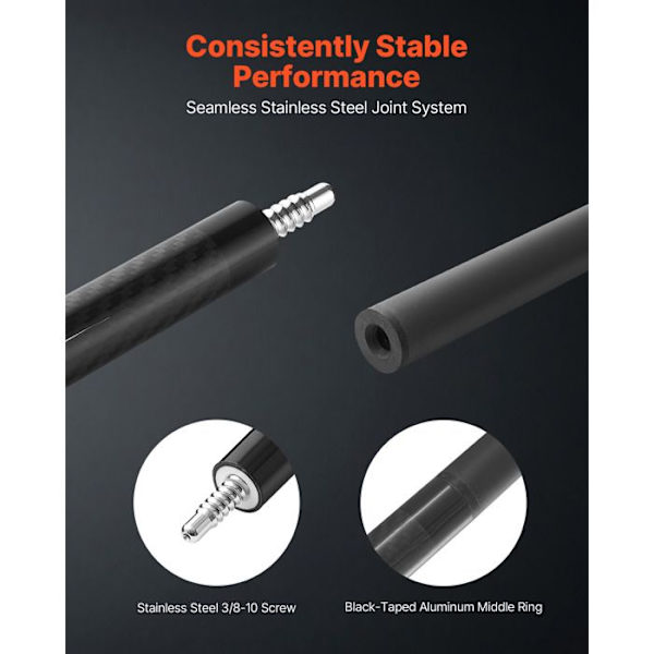 Billard kø - DUOKU - 1 Stykke - Carbonfiber - 1473,2 mm - Bakelit spids
