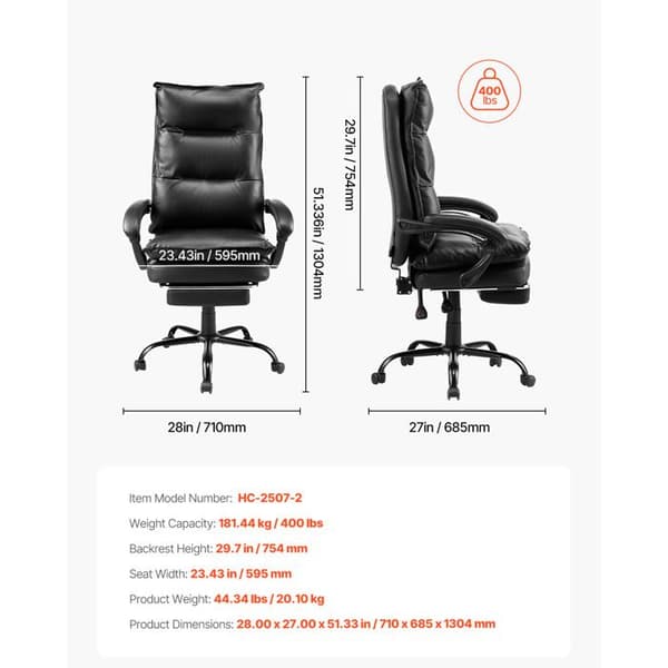 Kontorstol - DUOKU - HC-2507-2 - Høj Ryg - Højdejusterbar - Optimal Komfort