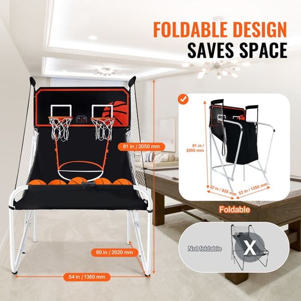 Basketball Arcade Game - DUOKU - Fällbar - 2 Spelare - 5 Bollar - 8 Läge
