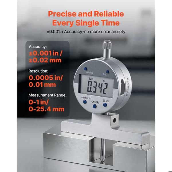 Digital Mikrometer-Duoku-Dybde 0-558,8 mm-Opløsning 0,01 mm-med 4 Kæber