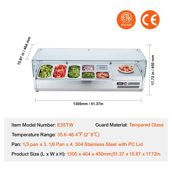 Kølet Krydderservice - DUOKU - D55TW - 150 W - Rustfrit Stål 304 - 2 til 8 °C