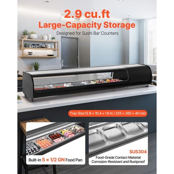 Køleskabsvitrine til Sushi - DUOKU - XCS-82L - 82 L - 5 Beholdere - LED-belysning