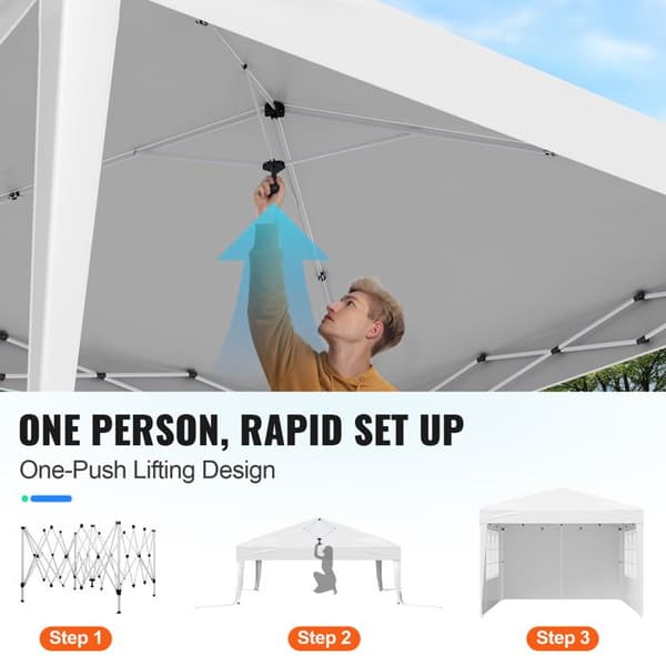 Tonnelle Pop-up - DUOKU - 2,95x2,95 m - Sidevægge - Ventilerede Vinduer - Nem Montering
