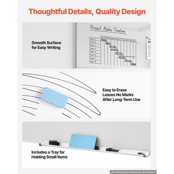 Vitt Torkbart Glaswhiteboard 900x600 mm-Duoku-2-pack, Väggmontering, Magnetisk Memo-tavla i Härdat Glas Utan Ram