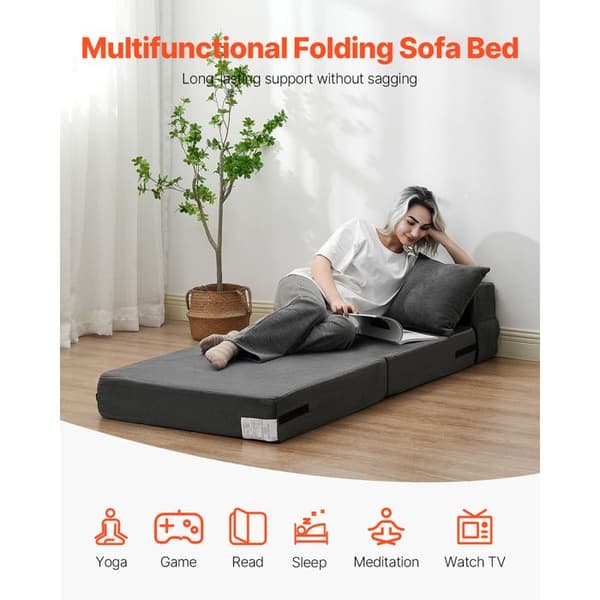 Sängsoffa Fällbar 3 i 1 - DUOKU - ZDSFD-1 - 2 Kuddar - Maskintvättbart Fodral - 200 kg