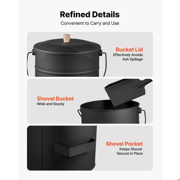 Metallask för aska - DUOKU - A01566BK - Set 4 st - Kapacitet 15 L - Kolstål