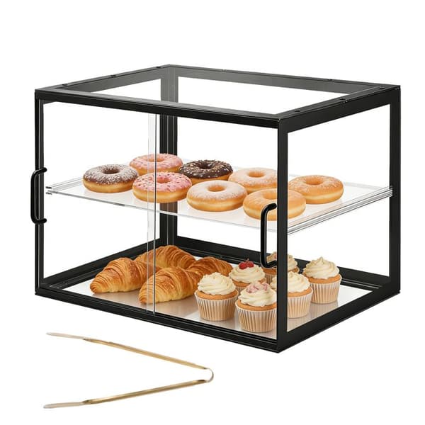 Vitrine Bageri-Diske-Duoku-55x38,5x39 cm-2 Niveauer-Gennemsigtig Akryl Display
