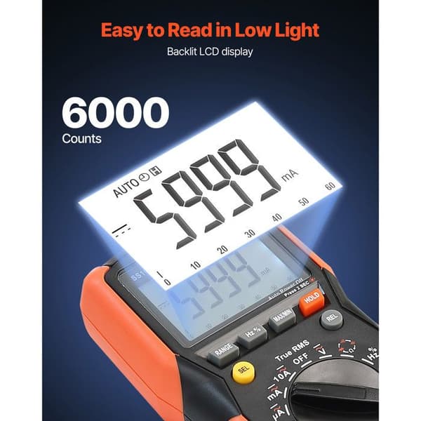 Digitalt Multimeter TRMS-Duoku-6000 Point-Multimåleinstrument til AC/DC Spænding, Strøm, Modstand