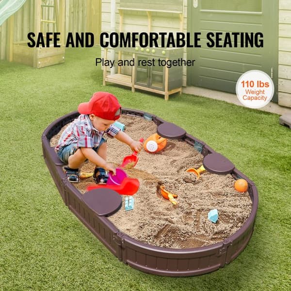 Sandlåda - DUOKU - Oval - 1830 x 1055 x 230 mm - 4 Stolar - HDPE Plast