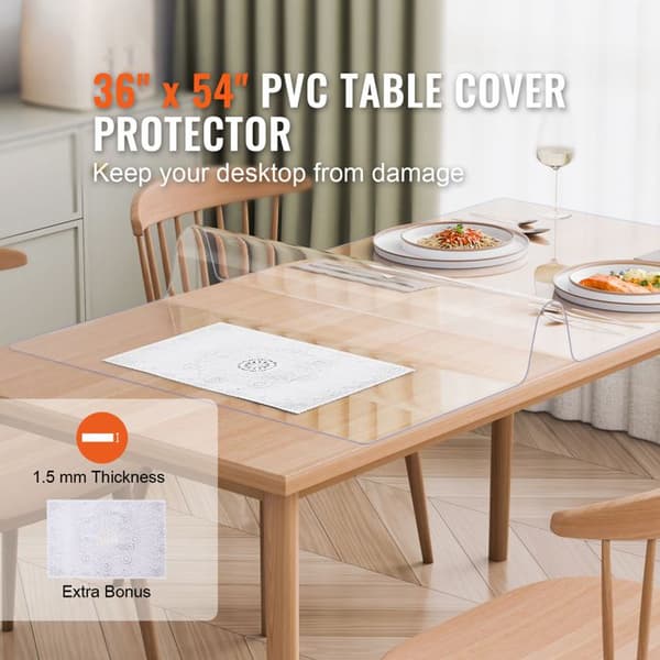 Bordskydd - DUOKU - 91 x 137 cm - Transparent PVC - Vattentät - Rektangulär Transparent