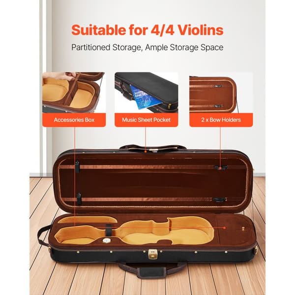 Fodral för Violin 4/4-Duoku-i Nylon-Lätt och Portabel-Inbyggd Hygrometer-med Plyschfoder-Dubbel Rem-Antiskrapa