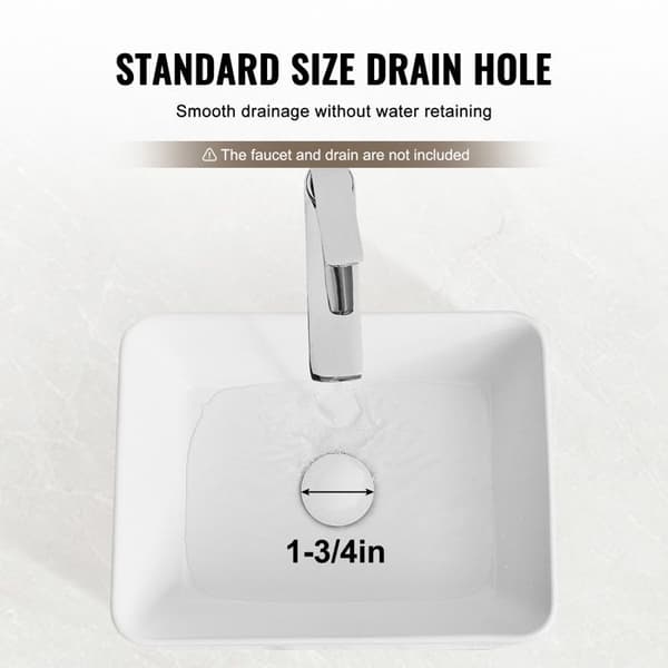 Rektangulärt handfat - DUOKU - RS1237B - 16" x 12" - Keramik - Vit Vit