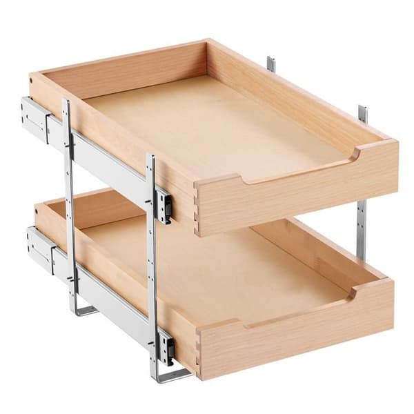 Skåporganisatör - DUOKU - Skjutmodell - 2 Nivåer - Låda 35,6 cm - Robust trä