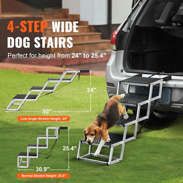 Hundetrappa - DUOKU - Fällbar Ramp med 4 Steg - Antislip - Stöder 68 kg - Kompakt