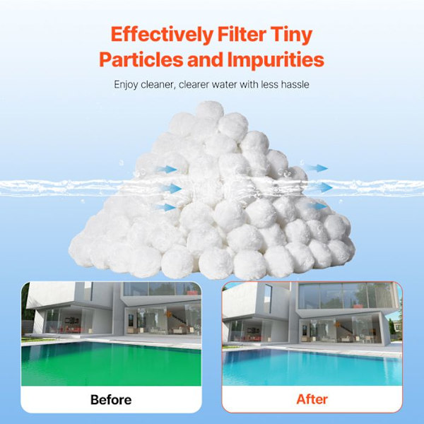Filtreringsbolde til Pool - DUOKU - Model F7 - 3,5 lb - 100% Polyesterfibers - Hvid Vit