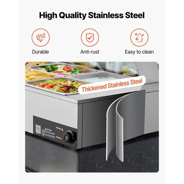 Elektrisk värmeskåp - DUOKU - M-2223 - 1500 W - Rostfritt stål - 6 behållare 1/2