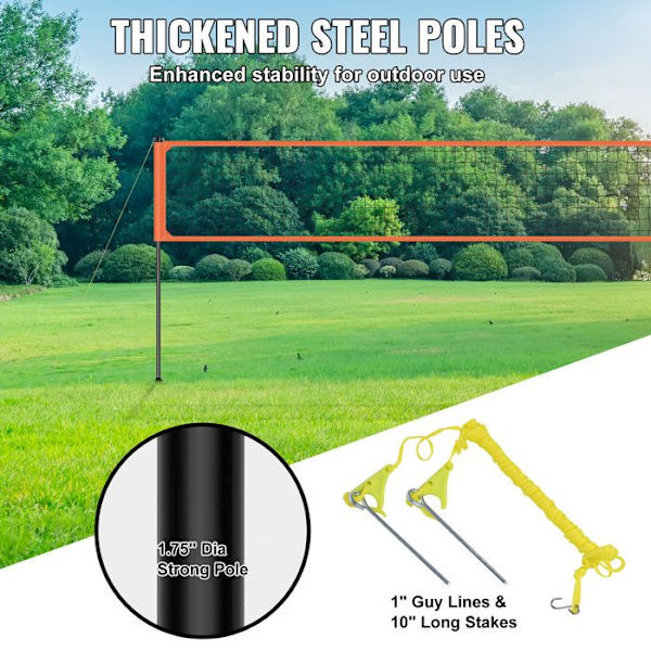 Justerbart udendørs volleyball net system - Professionelt sæt med PVC bold