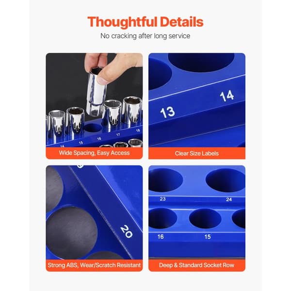 "Sæt af magnetiske bits-organisatorer - Duoku - 3 dele til 1/4'', 3/8'' og 1/2'' - Kan rumme 75 bits"