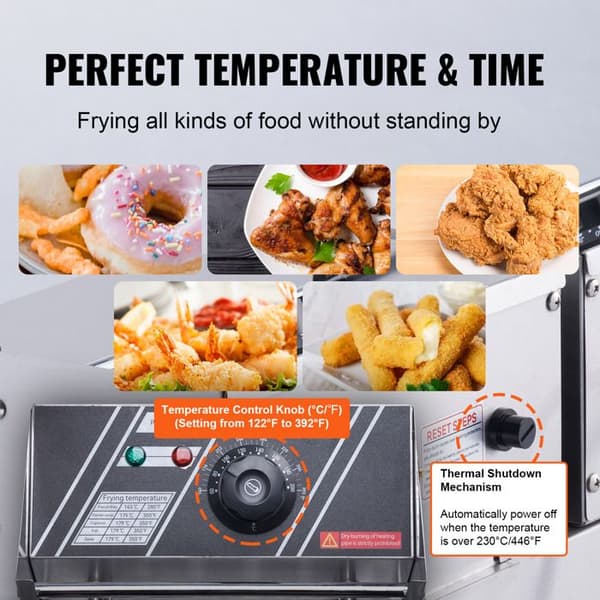 Fritös - DUOKU - 24 L - 5000 W - Rostfritt Stål - Temperatur 50-200 °C