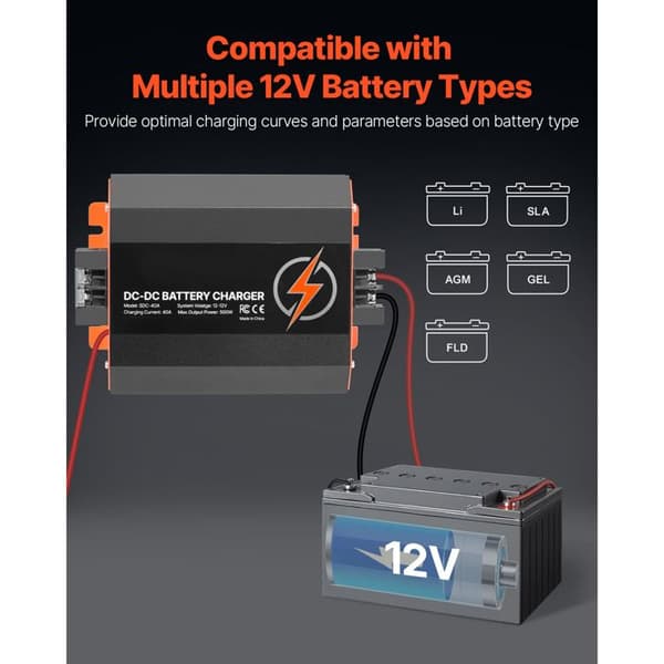 Batteriladdare - DUOKU - SDC-40A - 12 V - 40 A - 500 W - Intelligent Multi-steg