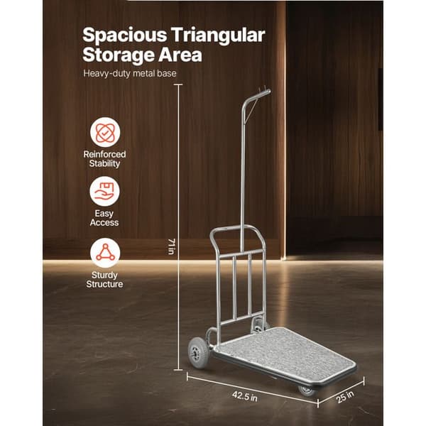 Bagagevogn - DUOKU - Model X-127 - Kapacitet 272 kg - Rustfrit Stål - 3 Gummihjul Pengar