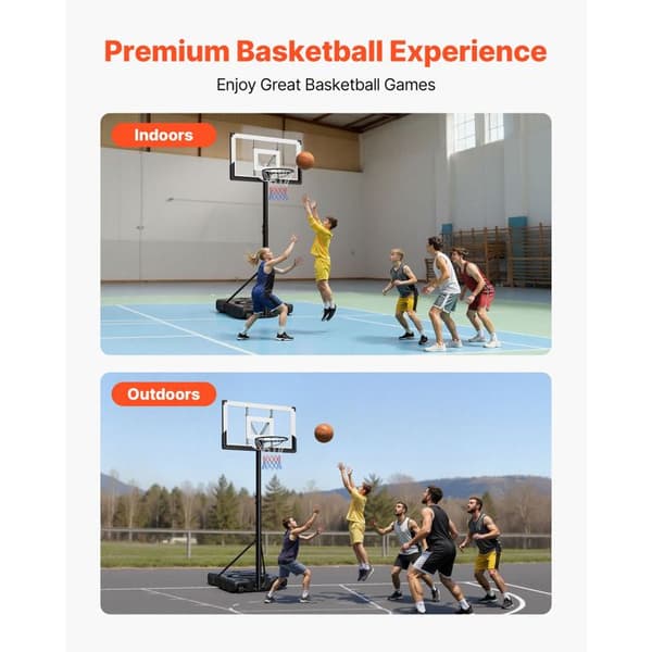 Basketballkurv på stativ-Duoku-med justerbar højde op til 3,05 m, mobil system med hjul, net og panel i PC
