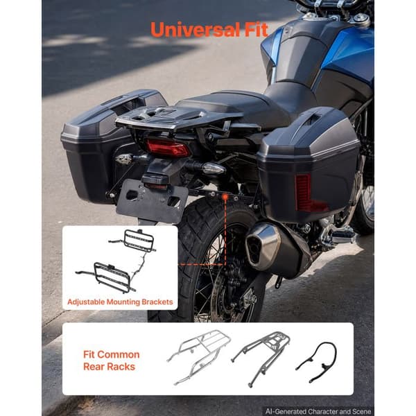 Motorcykel side taske - DUOKU - V-36 - 23 L - Hård ABS - Vandtæthed IPX4