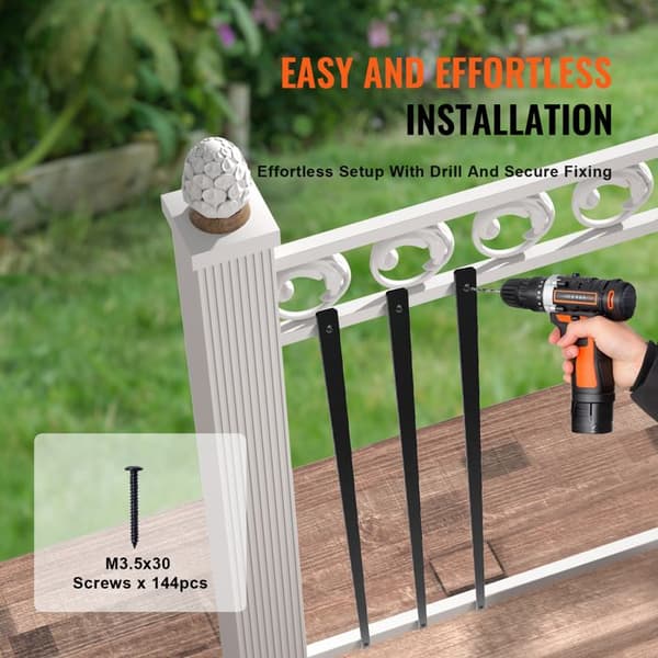 Balustre til trappe - DUOKU - 96,5 x 2,5 cm - Aluminium - Mat sort - 72 stk. Matte svart