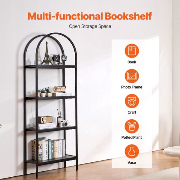 Bibliotek - DUOKU - YJX-BS001 - 4 Niveauer - Sort Metal - Industriel Stil