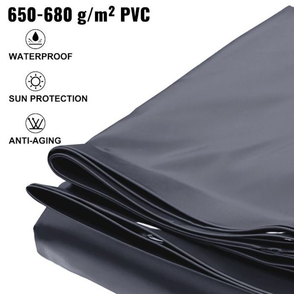 Säkerhetsöverdrag för pool - DUOKU - 4 x 7 m - PVC-täckning - Dräneringshål - rektangulär Svart