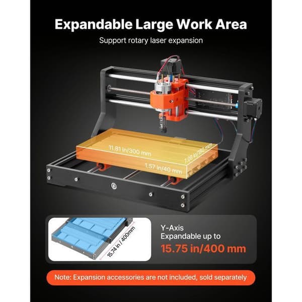 CNC Router - DUOKU - 3018PRO - Spindel 60 W - Zon 300x180x40 mm - 11 700 varv/min