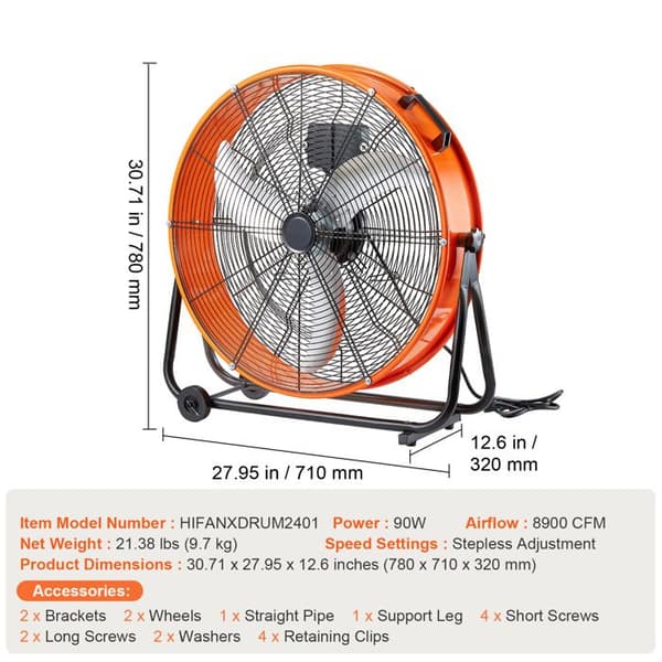 Industriell Trummfläkt - DUOKU - HIFANXDRUM2401 - Hög Hastighet - Variabel Hastighet - 8900 CFM