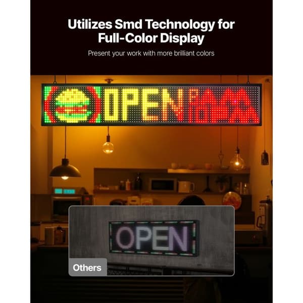 LED Skylt Programmerbar-Duoku-99x19 cm-Fullfärg Digitalt Display P10-Anpassningsbar Text och GIF