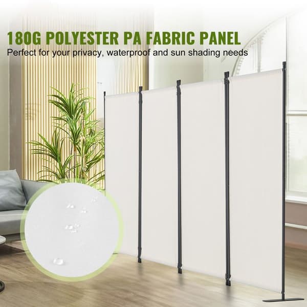 Avskiljande Vägg - DUOKU - Fällbar med 4 Paneler - 228x45x172,5 cm - Vit - Tyg Vit
