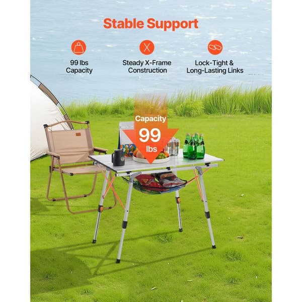 Fällbart campingbord - DUOKU - GV-Z90C - Aluminiumlegering - Justerbar höjd - Bärbart med väska Pengar