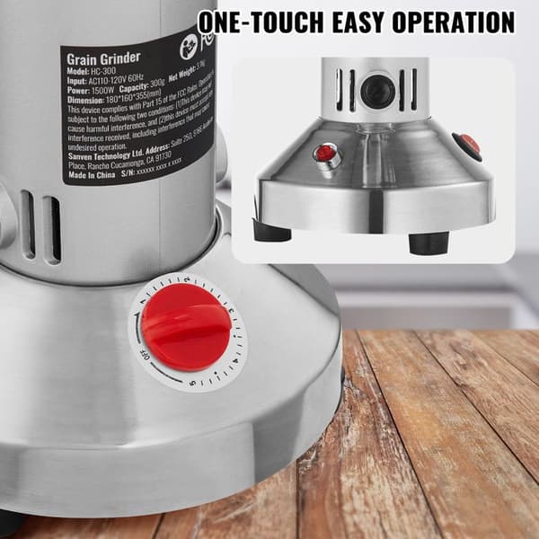Mølle til Korn - DUOKU - HC-300 - 1500W - Rustfrit Stål - 300g