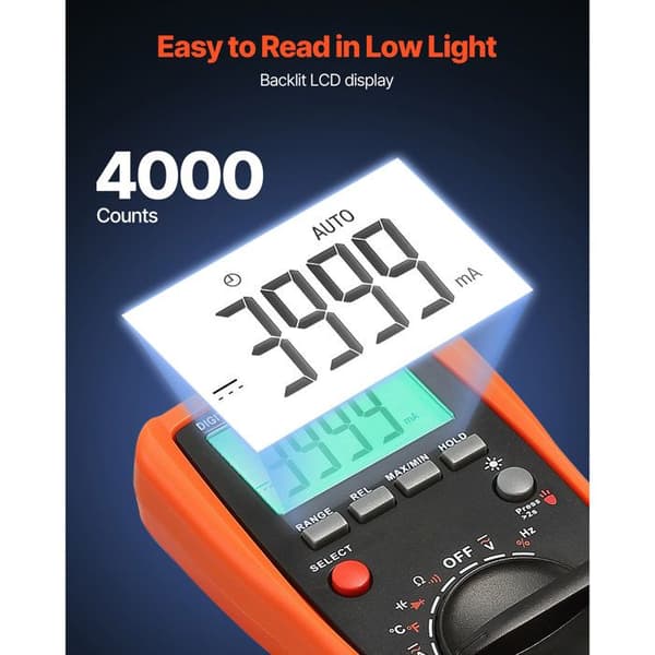 Multimeter TRMS-Duoku-4000 Points-Multifunktionsmåler til AC/DC Spænding, Strøm, Modstand
