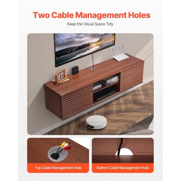 Væghængt TV-Møbel - DUOKU - 152 cm - Multimedie Console - 2 Niveauer - Valnød Valnöt
