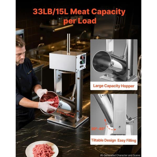 El-salami press - DUOKU - SYS-15L/E - 15 L (15 kg) - Rostfritt stål - Hastighetsreglering