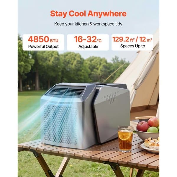 Bärbar Luftkonditionering för Camping 4850 BTU-Duoku-Dubbel Slang Mobil Split System för Tält och Husvagnar, Mörkgrå