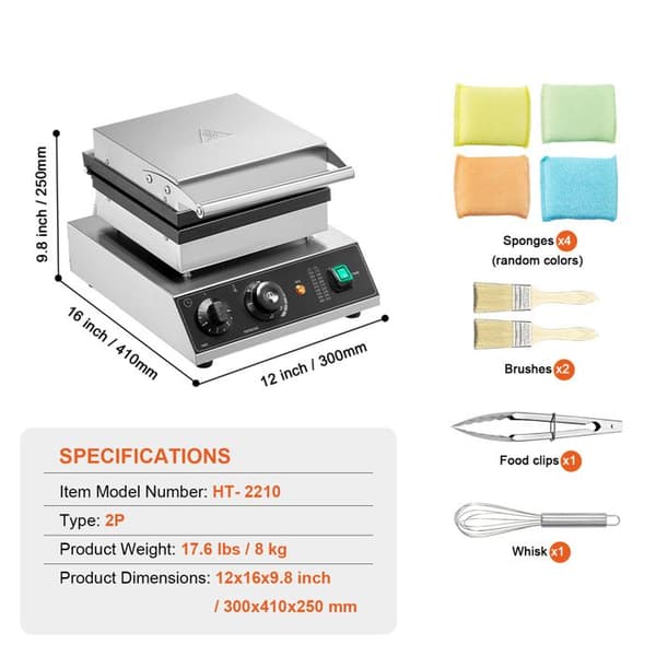 Waffle Maker - DUOKU - HT-2210 - 2000 W - Ruostumaton Teräs - Tarttumaton pengar